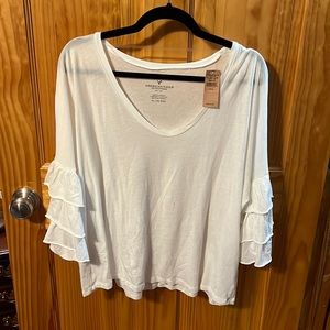 American Eagle white ruffle top size xl